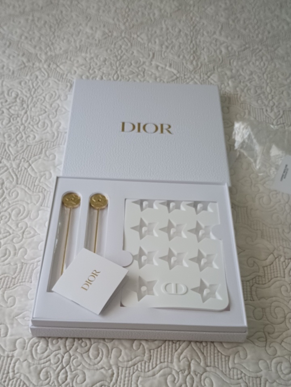 Dior Beverage Set Ice Tray Gold Mixer Swizzle Stirrer Sticks Platinum Gift